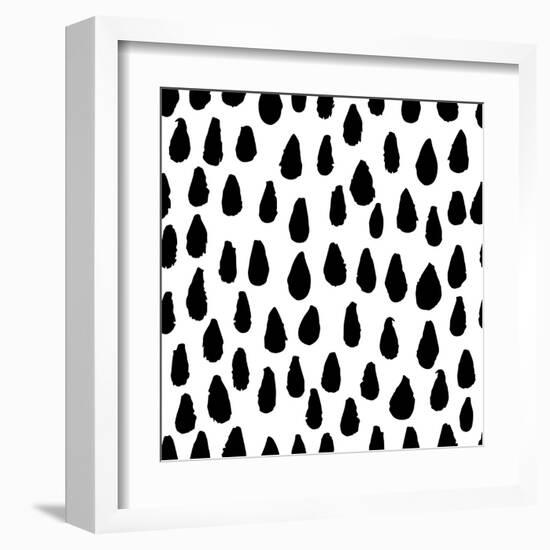 The Seamless Black and White Pattern with Drops. the Creative Monochrome Hand Drawn Background for-wildfloweret-Framed Art Print