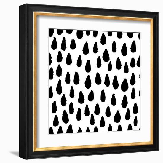 The Seamless Black and White Pattern with Drops. the Creative Monochrome Hand Drawn Background for-wildfloweret-Framed Art Print