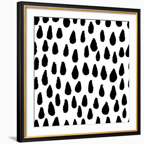 The Seamless Black and White Pattern with Drops. the Creative Monochrome Hand Drawn Background for-wildfloweret-Framed Art Print