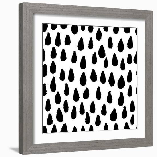 The Seamless Black and White Pattern with Drops. the Creative Monochrome Hand Drawn Background for-wildfloweret-Framed Premium Giclee Print