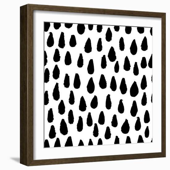 The Seamless Black and White Pattern with Drops. the Creative Monochrome Hand Drawn Background for-wildfloweret-Framed Premium Giclee Print