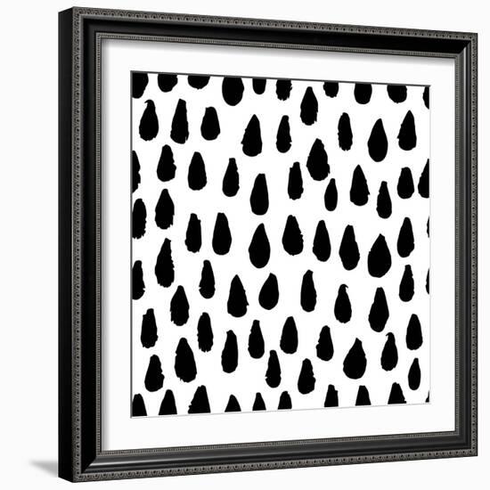 The Seamless Black and White Pattern with Drops. the Creative Monochrome Hand Drawn Background for-wildfloweret-Framed Premium Giclee Print