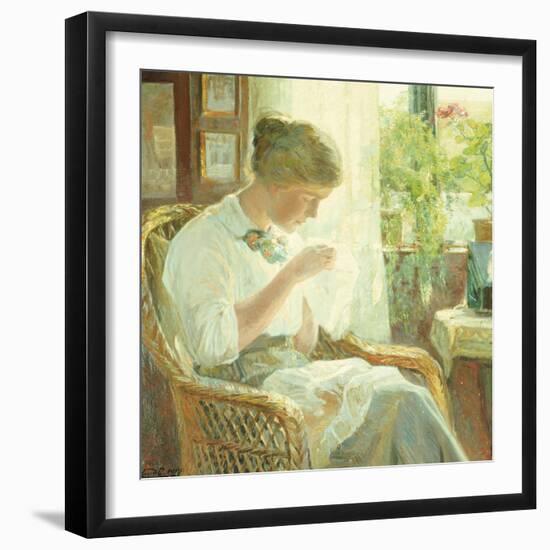 The Seamstress, 1914-Knud Larsen-Framed Giclee Print