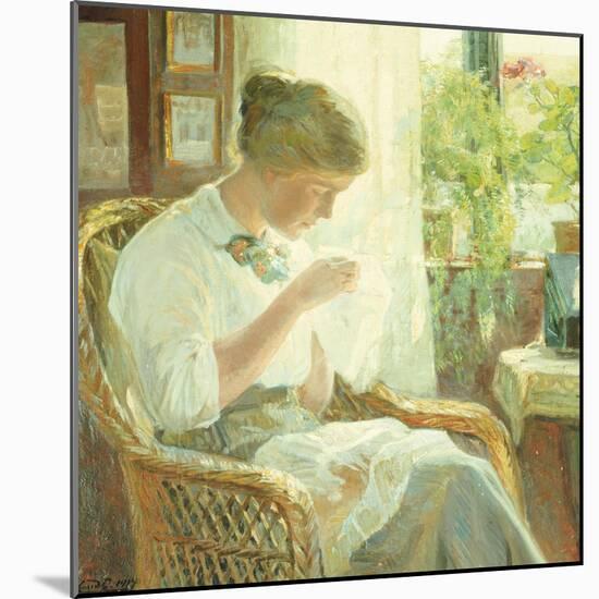 The Seamstress, 1914-Knud Larsen-Mounted Giclee Print