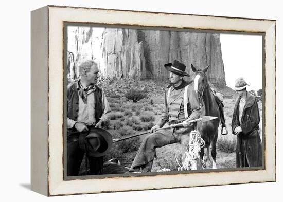 The Searchers, from Left: Harry Carey Jr., John Wayne, Hank Worden, 1956-null-Framed Stretched Canvas