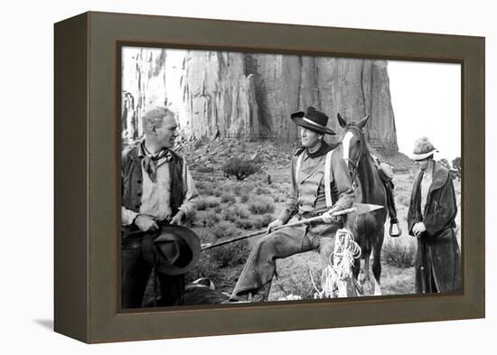 The Searchers, from Left: Harry Carey Jr., John Wayne, Hank Worden, 1956-null-Framed Stretched Canvas