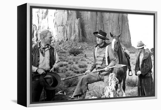 The Searchers, from Left: Harry Carey Jr., John Wayne, Hank Worden, 1956-null-Framed Stretched Canvas