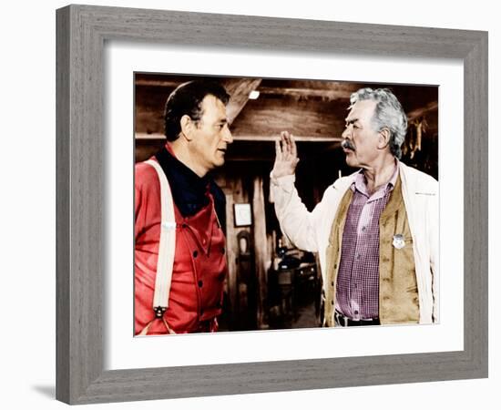 THE SEARCHERS, from left: John Wayne, Ward Bond, 1956-null-Framed Photo