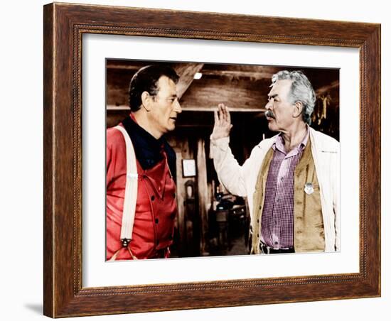 THE SEARCHERS, from left: John Wayne, Ward Bond, 1956-null-Framed Photo