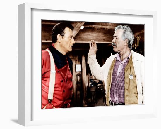 THE SEARCHERS, from left: John Wayne, Ward Bond, 1956-null-Framed Photo