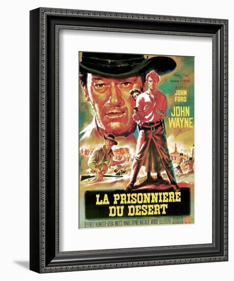 The Searchers, from Left, Ward Bond, John Wayne, Natalie Wood, Jeffrey Hunter, 1956-null-Framed Premium Giclee Print