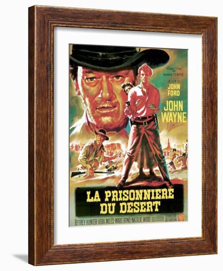 The Searchers, from Left, Ward Bond, John Wayne, Natalie Wood, Jeffrey Hunter, 1956-null-Framed Art Print