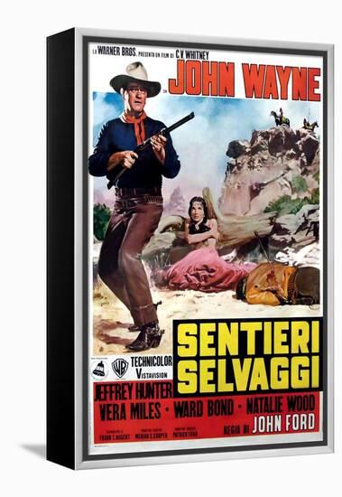 The Searchers, Italian Movie Poster, 1956-null-Framed Stretched Canvas