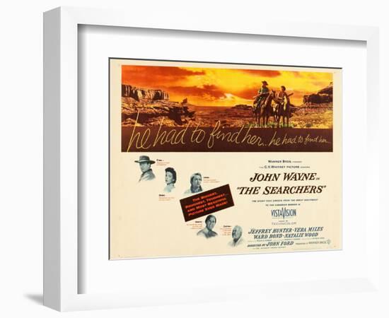 THE SEARCHERS, John Wayne, Natalie Wood, Vera Miles, Jeffrey Hunter, Ward Bond, 1956-null-Framed Premium Giclee Print