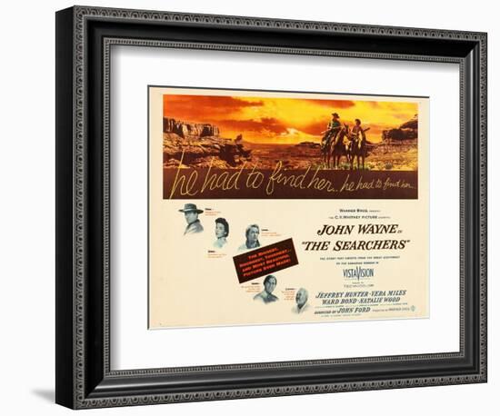 THE SEARCHERS, John Wayne, Natalie Wood, Vera Miles, Jeffrey Hunter, Ward Bond, 1956-null-Framed Premium Giclee Print