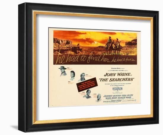 THE SEARCHERS, John Wayne, Natalie Wood, Vera Miles, Jeffrey Hunter, Ward Bond, 1956-null-Framed Art Print