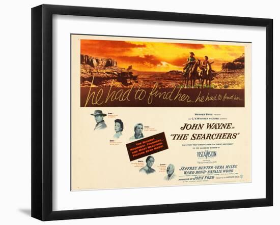 THE SEARCHERS, John Wayne, Natalie Wood, Vera Miles, Jeffrey Hunter, Ward Bond, 1956-null-Framed Art Print