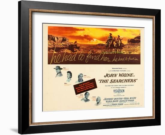 THE SEARCHERS, John Wayne, Natalie Wood, Vera Miles, Jeffrey Hunter, Ward Bond, 1956-null-Framed Art Print