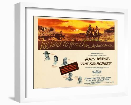 THE SEARCHERS, John Wayne, Natalie Wood, Vera Miles, Jeffrey Hunter, Ward Bond, 1956-null-Framed Art Print