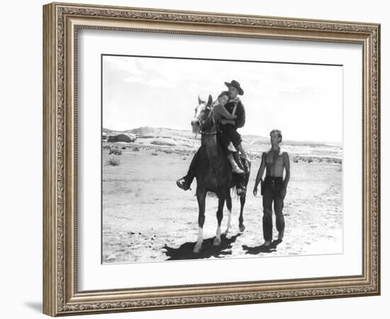 The Searchers, Natalie Wood, John Wayne, Jeffrey Hunter, 1956-null-Framed Photo