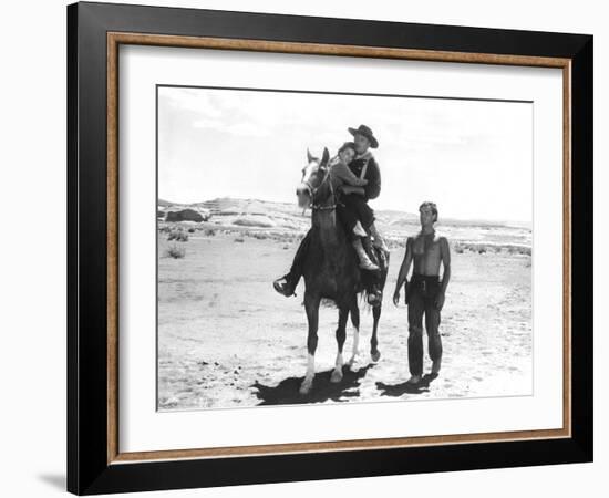 The Searchers, Natalie Wood, John Wayne, Jeffrey Hunter, 1956-null-Framed Photo