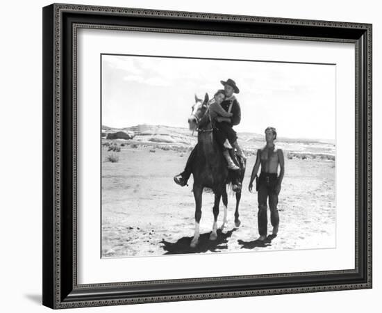 The Searchers, Natalie Wood, John Wayne, Jeffrey Hunter, 1956-null-Framed Premium Photographic Print