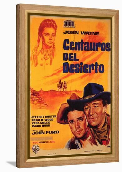 The Searchers, Spanish Movie Poster, 1956-null-Framed Stretched Canvas