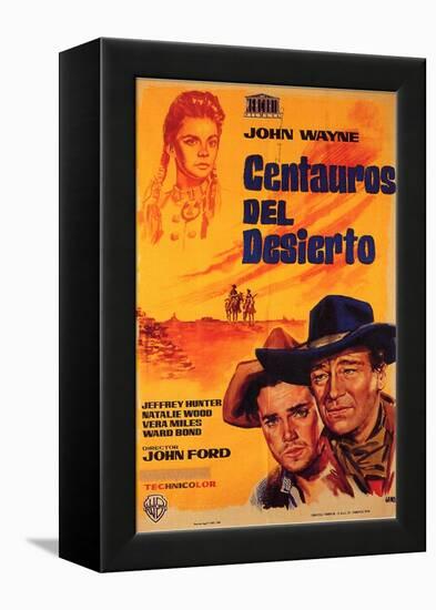 The Searchers, Spanish Movie Poster, 1956-null-Framed Stretched Canvas