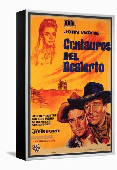 The Searchers, Spanish Movie Poster, 1956-null-Framed Stretched Canvas