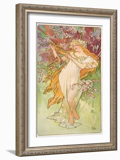 The Seasons: Spring, 1896-Alphonse Mucha-Framed Giclee Print