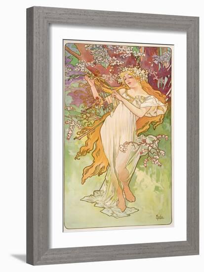 The Seasons: Spring, 1896-Alphonse Mucha-Framed Giclee Print