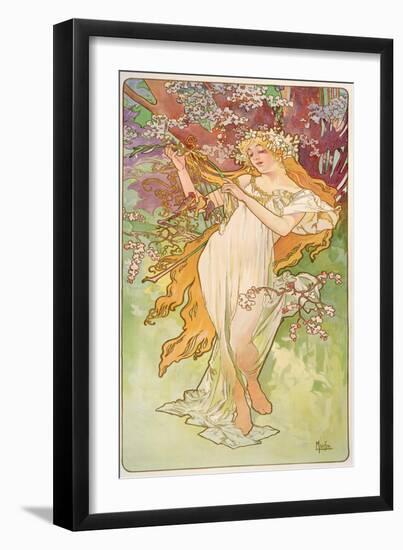 The Seasons: Spring, 1896-Alphonse Mucha-Framed Giclee Print