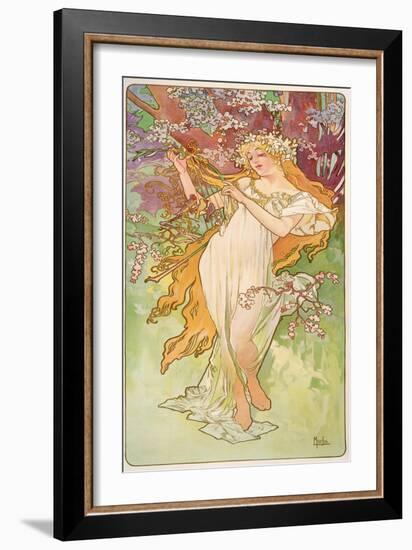 The Seasons: Spring, 1896-Alphonse Mucha-Framed Giclee Print