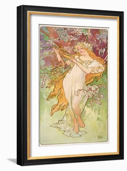 The Seasons: Spring, 1896-Alphonse Mucha-Framed Giclee Print