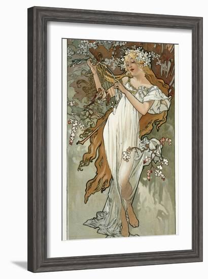 The Seasons: Spring, 1896-Alphonse Mucha-Framed Giclee Print