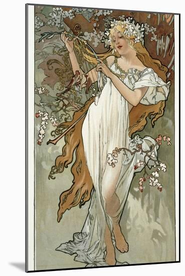 The Seasons: Spring, 1896-Alphonse Mucha-Mounted Giclee Print