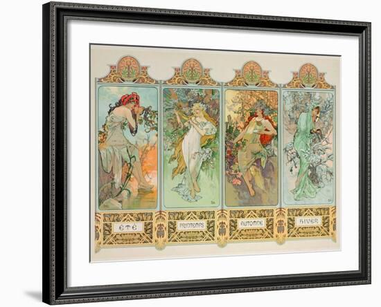 The Seasons: Variant 3-Alphonse Mucha-Framed Giclee Print