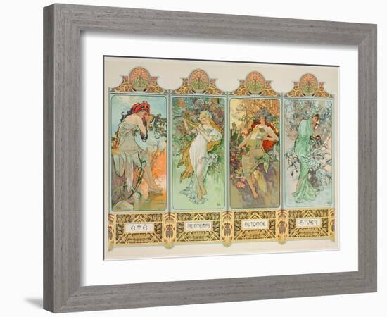 The Seasons: Variant 3-Alphonse Mucha-Framed Giclee Print