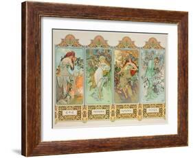 The Seasons: Variant 3-Alphonse Mucha-Framed Giclee Print