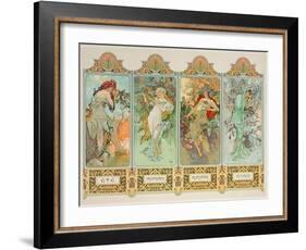 The Seasons: Variant 3-Alphonse Mucha-Framed Giclee Print
