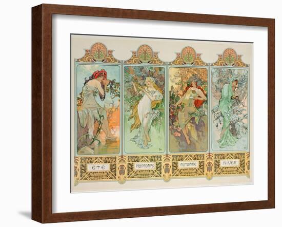 The Seasons: Variant 3-Alphonse Mucha-Framed Giclee Print