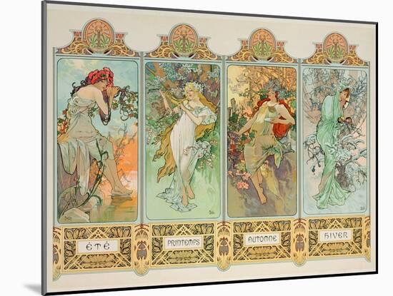 The Seasons: Variant 3-Alphonse Mucha-Mounted Giclee Print