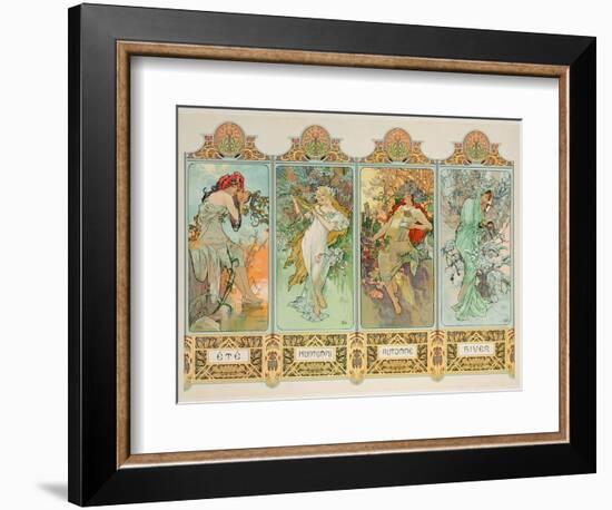 The Seasons: Variant 3-Alphonse Mucha-Framed Giclee Print