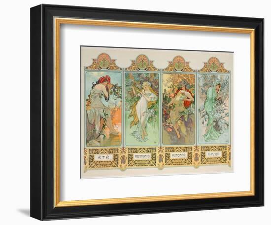 The Seasons: Variant 3-Alphonse Mucha-Framed Giclee Print