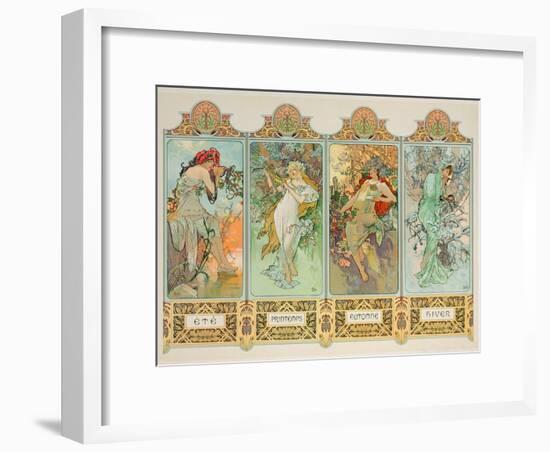 The Seasons: Variant 3-Alphonse Mucha-Framed Premium Giclee Print