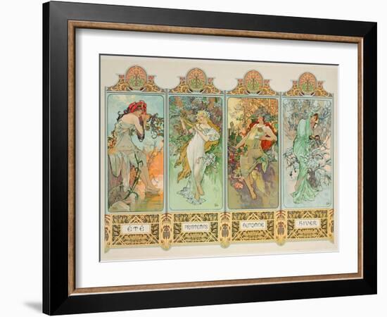 The Seasons: Variant 3-Alphonse Mucha-Framed Premium Giclee Print