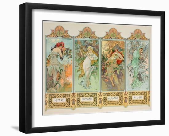 The Seasons: Variant 3-Alphonse Mucha-Framed Premium Giclee Print