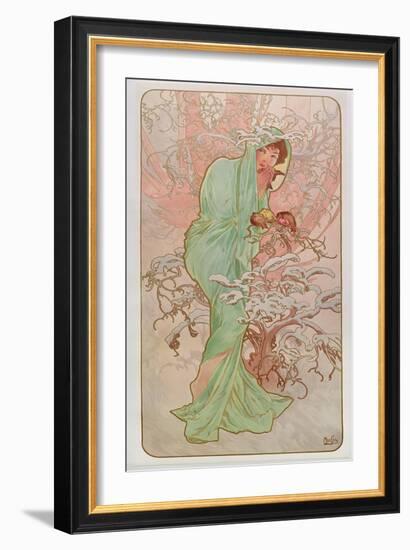 The Seasons: Winter, 1896-Alphonse Mucha-Framed Giclee Print