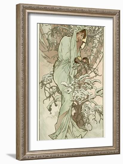 The Seasons: Winter, 1896-Alphonse Mucha-Framed Giclee Print