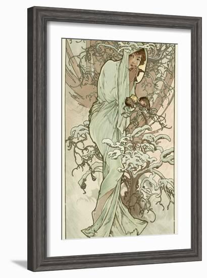 The Seasons: Winter, 1896-Alphonse Mucha-Framed Giclee Print